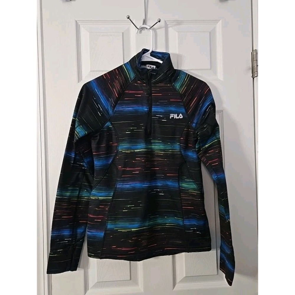 FILA Sport Running 1/4 Zip Lined Pullover Women's Small Multicolor Rainbow